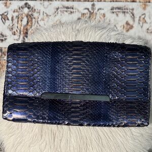 Christian Louboutin Navy Snakeskin Clutch
